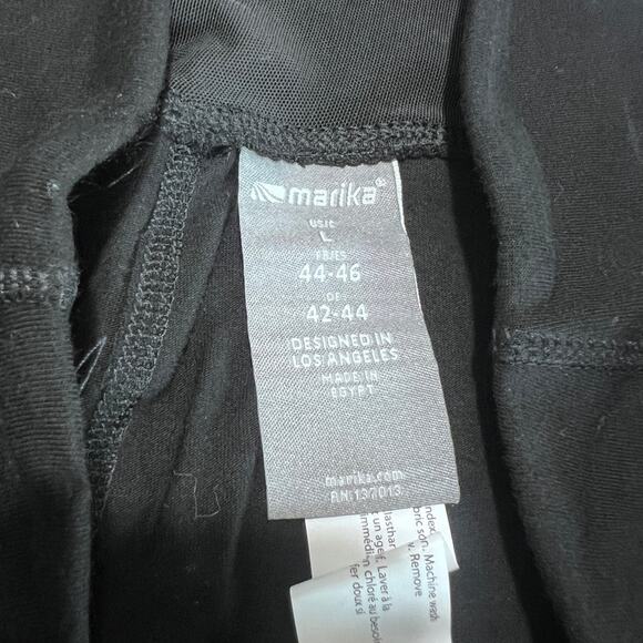 NWT MARIKA Women’s Black Capri Leggings Large High Rise Tummy Control Pockets - Picture 5 of 7